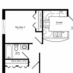 Kingston Floor Plan, 1,121 SF